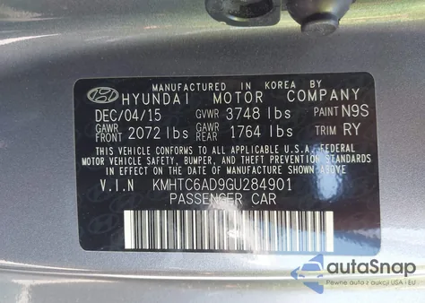 2016 Hyundai Veloster из США, поврежденный, VIN KMHTC6AD9GU284901